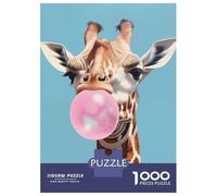 Rompecabezas De 1000 Piezas - Giraffe Blowing Bubble Gum Rompecabezas Juego De Ingenio Decoración De Pared Oferta como Regalos para Toda La Familia 38x26cm/1000pcs