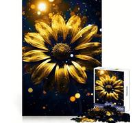 Rompecabezas de 1000 Piezas Girasol Cósmico Dorado Neón para Adultos y Adolescentes Desarrolla la Capacidad Cerebral Diseño Elegante Regalo Ideal (38x52cm)