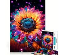 Rompecabezas de 1000 Piezas Girasol Cósmico Oro Neón para Adolescentes Juguete para ejercitar la Mente Fácil de armar Regalo Elegante (50x75cm)