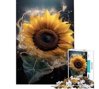 Rompecabezas de 1000 Piezas Girasol Gotas de Agua Difícil y desafiante Análisis y lógica Juguetes de Bricolaje para Mayores de 14 años 38x52cm