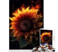 Rompecabezas de 1000 Piezas Girasol Llamas Humo decoración del hogar Juguetes Gran Regalo para Juegos Juego práctico Lista de Deseos con Papá Noel tamaño 38x52cm