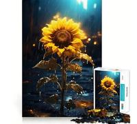 Rompecabezas de 1000 Piezas Girasol Lluvioso para Adolescentes Juguete de lógica Fina, Divertido y Relajante Decoración de Pared con Bordes limpios (38x26cm)