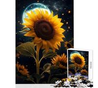 Rompecabezas de 1000 Piezas Girasol Luna y Estrellas Decoración del hogar Juguetes Regalos de cumpleaños Juego Educativo Entrena tu Cerebro y Tus Manos Tamaño 38x26cm