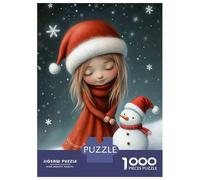 Rompecabezas De 1000 Piezas Girl and Snowman in Winter Rompecabezas para Adultos Juego Práctico Una Obra De Arte Cumpleaños Y Navidad 70x50cm/1000pcs
