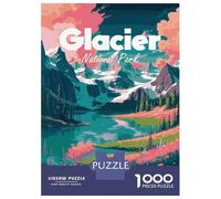 Rompecabezas De 1000 Piezas - Glacier National Park Landscape Rompecabezas para Adultos Juegos Familiares Carrera De Velocidad Manual Oferta como Regalos para Toda La Familia 38x26cm/1000pcs