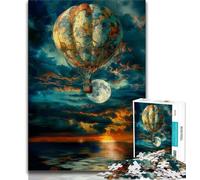 Rompecabezas de 1000 Piezas Globo bajo la Luna Rompecabezas de 1000 Piezas para Adultos y Adolescentes Entrena tu Cerebro y Tus Manos Regalos para Amigos y Familiares 26x38cm