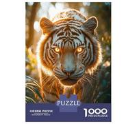 Rompecabezas De 1000 Piezas Glowing-Eyed Tiger in The Jungle Rompecabezas para Adultos Juegos Relajantes Análisis Y Lógica Cumpleaños Y Navidad 38x26cm/1000pcs
