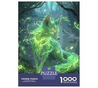 Rompecabezas De 1000 Piezas Glowing Green Fox Forest Rompecabezas para Adultos Juegos Familiares Ensamblaje De Patrones Cumpleaños Y Navidad 70x50cm/1000pcs