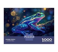 Rompecabezas De 1000 Piezas Glowing Neon Frog Artwork Rompecabezas para Adultos Juego De Ingenio Carrera De Velocidad De Manos Cumpleaños Y Navidad 52x38cm/1000pcs