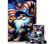 Rompecabezas de 1000 Piezas Gnomo Patriótico en EE UU para Adultos Juguete de lógica, Divertido y Relajante Diseño para armar Regalo Ideal para Pedir un Deseo a Santa Claus (50x75cm)