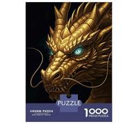 Rompecabezas De 1000 Piezas Golden Dragon Head with Blue Eyes Rompecabezas para Adultos Juegos Relajantes Decoración del Hogar Cumpleaños Y Navidad 38x26cm/1000pcs