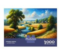 Rompecabezas De 1000 Piezas Golden Fields and River Landscape Rompecabezas Juguetes Antiestrés Decoración De Pared Cumpleaños Y Navidad 70x50cm/1000pcs