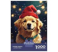 Rompecabezas De 1000 Piezas Golden Retriever Christmas Rompecabezas para Adolescentes Juguetes Antiestrés Decoración Perfecta Regalos De Cumpleaños Y Únicos 52x38cm/1000pcs