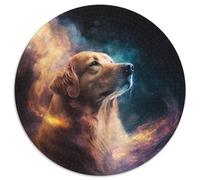 Rompecabezas de 1000 Piezas Golden Retriever Nebula, Rompecabezas Redondos de 1000 Piezas para Adultos, Navidad, Halloween, Pascua, Año Nuevo, 67,5 x 67,5 cm
