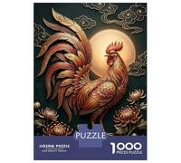 Rompecabezas De 1000 Piezas Golden Rooster with Moon and Flowers Rompecabezas para Adultos Juguetes Antiestrés Regalos para Mujeres Regalos De Cumpleaños Únicos 70x50cm/1000pcs