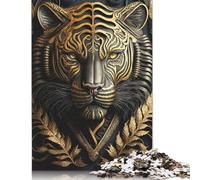Rompecabezas de 1000 Piezas Golden Tiger Art Deco, Rompecabezas de Madera, Juguetes educativos, 1000 Piezas (75 x 50 cm)