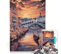 Rompecabezas de 1000 Piezas Góndola al Atardecer en Venecia decoración de Pared Juguete para Reducir el estrés 38x26cm