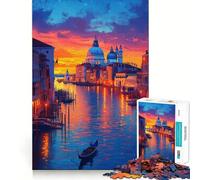 Rompecabezas de 1000 Piezas Góndola al Atardecer en Venecia - Juguete de Alta precisión Troquelado - Divertido desafío para el Tiempo de Espera (50x75cm)
