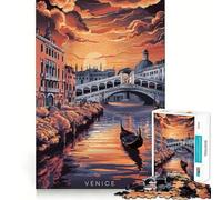 Rompecabezas de 1000 Piezas Góndola al Atardecer en Venecia para Adolescentes Diversión,tamaño Uniforme,Piezas precisas,Relajante Actividad grupal para Interiores (50x75cm)
