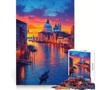 Rompecabezas de 1000 Piezas Góndola al Atardecer en Venecia para Adultos Ejercicio cognitivo Entretenimiento Casual Sin Bordes ásperos Regalo Memorable (50x75cm)