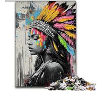 Rompecabezas de 1000 Piezas Graffiti de Princesa India para Adultos y Adolescentes Juguete de Entretenimiento Familiar, Toda la Familia (50x75cm)