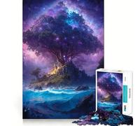 Rompecabezas de 1000 Piezas - Gran árbol en la Isla,decoración de Bordes limpios,Juguete para Entrenar el Pensamiento,Juego Divertido y fácil de Usar,Regalo de cumpleaños (38x52cm)