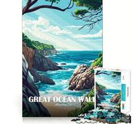 Rompecabezas de 1000 Piezas Gran Paseo Oceánico,Vista Costera de Australia,Piezas de Corte Limpio,Desafío Mental,Juguete para Momentos de Calma,Diversión,Obra de Arte Navideña (38x26cm)