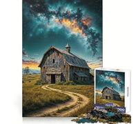 Rompecabezas de 1000 Piezas Granero rústico bajo Cielo Estrellado para Adolescentes Juguete de lógica Pura, Suave, Relajante, de Corte Limpio Pieza de Arte (50x75cm)