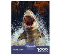Rompecabezas De 1000 Piezas Great White Shark Breaching Water Rompecabezas para Adolescentes Juego De Ingenio Regalos para Mujeres Cumpleaños Y Navidad 70x50cm/1000pcs
