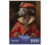 Rompecabezas De 1000 Piezas Greyhound Noble Scholar Renaissance Dog Portrait Rompecabezas para Adultos Juego Práctico Una Obra De Arte Cumpleaños Y Navidad 38x26cm/1000pcs