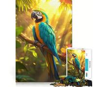 Rompecabezas de 1000 Piezas Guacamayo Azul y Dorado en la Jungla Corte Impecable Divertido Juguete para estimular la Mente,Ideal para el Tiempo Libre 38x26cm