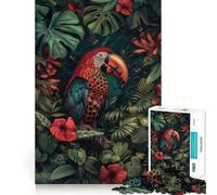 Rompecabezas de 1000 Piezas Guacamayo en Flor Diversión con articulaciones precisas,Juego para ejercitar la Mente,Juego para Momentos de Paz,decoración navideña 38x52cm