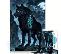 Rompecabezas de 1000 Piezas Guardián Lobo Místico con Marcas Brillantes para Adolescentes Juguete Inteligente y Divertido Arte Coleccionable de Corte Claro (50x75cm)