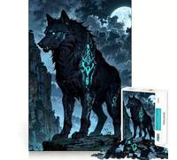 Rompecabezas de 1000 Piezas Guardián Lobo Místico con Marcas Brillantes para Adultos Juguete de lógica Clara, diversión Relajante, Corte Perfecto, Regalo Elegante (38x52cm)