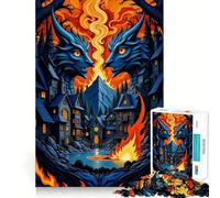 Rompecabezas de 1000 Piezas Guardianes del Dragón de Piedra y Fuego en un Pueblo para Adolescentes Juguete Inteligente para el hogar Corte preciso Regalo Original 38x26cm