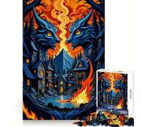 Rompecabezas de 1000 Piezas Guardianes del Dragón de Piedra y Fuego en un Pueblo para Adolescentes Juguete Inteligente para el hogar Corte preciso Regalo Original 38x26cm