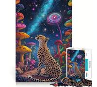 Rompecabezas de 1000 Piezas Guepardo bajo Las Estrellas Juego de ingenio preciso y Divertido Juego de Paz y Tranquilidad (38x26cm)