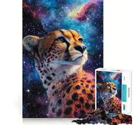Rompecabezas de 1000 Piezas Guepardo en Cosmos - Diseño de Bordes Finos,Actividad Mental Inteligente,Juego Relajante,Regalo Divertido de Navidad (38x26cm)