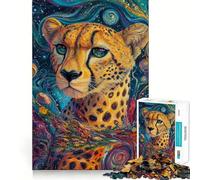 Rompecabezas de 1000 Piezas Guepardo en Cosmos - Juego Creativo de Corte Suave,Juguete para Momentos de Ocio y relajación, (50x75cm)