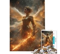 Rompecabezas de 1000 Piezas Guerrero angelical con Espada llameante Juguetes adictivos para Cultivar la Paciencia Juego práctico para Toda la Familia Regalos Divertidos Tamaño 38x52cm