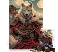 Rompecabezas de 1000 Piezas Guerrero Blanco Lobo Samurai para Adolescentes Juguete de lógica y Tren para aliviar el estrés Corte Suave Regalo Memorable (50x75cm)