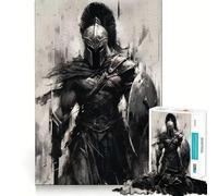 Rompecabezas de 1000 Piezas Guerrero Blanco y Negro Juego de Ajuste preciso,Juguete Creativo y Divertido,Juego de Paz,Regalo Tranquilo de Navidad 50x75cm