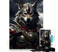 Rompecabezas de 1000 Piezas Guerrero con Armadura de Lobo para Adultos,Juguete para Resolver Problemas,Calidad Profesional,Ideal para Relajarse en Grupo en Interiores (38x26cm)