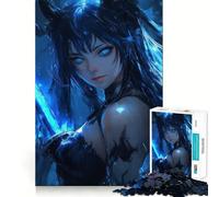 Rompecabezas de 1000 Piezas Guerrero de Anime de Ojos Azules,articulaciones Finas,diversión,Juego Que estimula el Cerebro,Tiempo de Juego Tranquilo,Regalo de Ocio navideño 38x52cm
