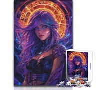 Rompecabezas de 1000 Piezas: Guerrero de fantasía de Pelo Morado Difícil, Regalo de cumpleaños para Mayores de 14 años (tamaño 38x26cm)