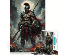 Rompecabezas de 1000 Piezas Guerrero Espartano con Lanza y Escudo, Ideal para Adolescentes Juguete Inteligente para Fortalecer los Lazos Familiares Pieza de colección con Corte preciso 38x26cm