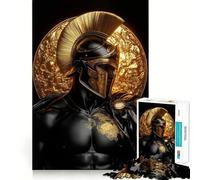 Rompecabezas de 1000 Piezas Guerrero Espartano en Oro para Adultos y Adolescentes Juguete cognitivo, Entretenimiento, diversión, Montaje de Patrones, Regalo Festivo 38x26cm