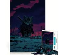 Rompecabezas de 1000 Piezas Guerrero Gato Samurai para Adolescentes, Juguete Mental para aliviar el estrés, Corte Premium, (38x26cm)