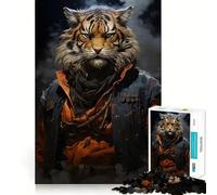 Rompecabezas de 1000 Piezas Guerrero japonés Tigre para Adultos Juguete Inteligente para divertirse en Interiores Corte Suave Selección de Deseos de Papá Noel 38x52cm