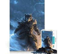 Rompecabezas de 1000 Piezas Guerrero Lobo con Rayo para Adultos Juego de Memoria y concentración Ajuste, Compacto y Divertido para Toda la Familia (50x75cm)